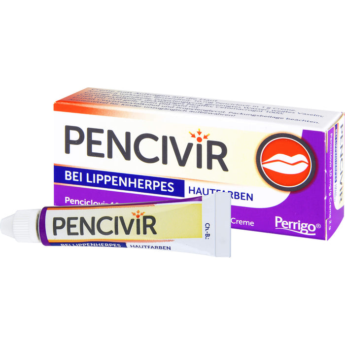 Pencivir hautfarben Creme bei Lippenherpes, 2 g Creme