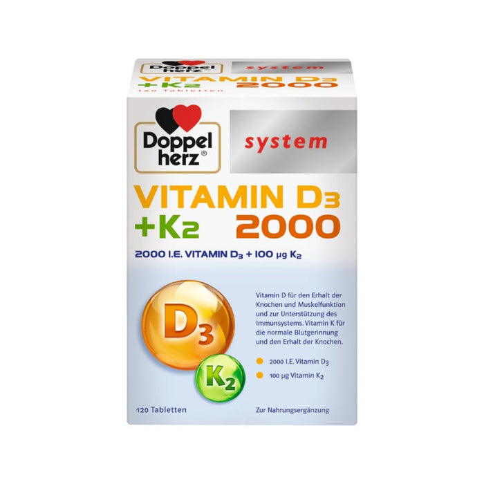 Doppelherz system Vitamin D3 + K2 2000 Tabletten, 120 St. Tabletten