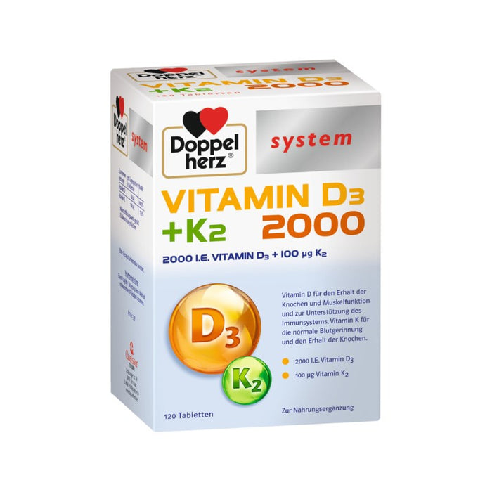 Doppelherz system Vitamin D3 + K2 2000 Tabletten, 120 pcs. Tablets