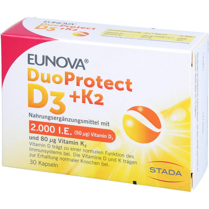 EUNOVA DuoProtect D3+K2 2000 I.E./80 µg Kapseln, 30 St. Kapseln