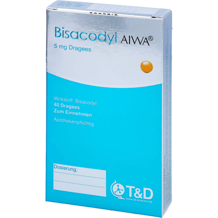 Bisacodyl AIWA 5 mg Dragees für einen erweichten und beschleunigten Stuhlgang, 40 St. Tabletten