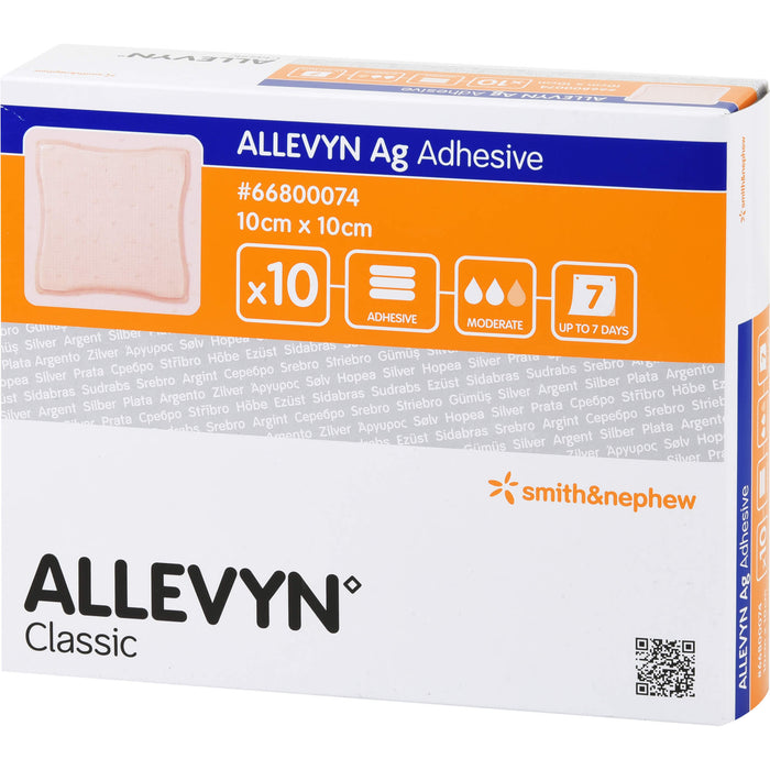 Allevyn Ag Adhesive 10x10 cm Wundverband, 10 St VER