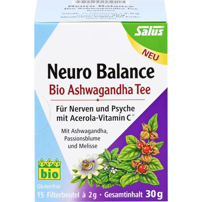 Salus Neuro Balance Bio Ashwagandha Tee für Nerven und Psyche, 15 pcs. Tea
