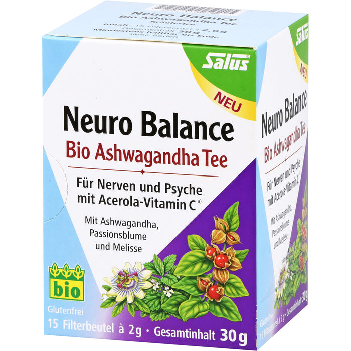 Salus Neuro Balance Bio Ashwagandha Tee für Nerven und Psyche, 15 pcs. Tea