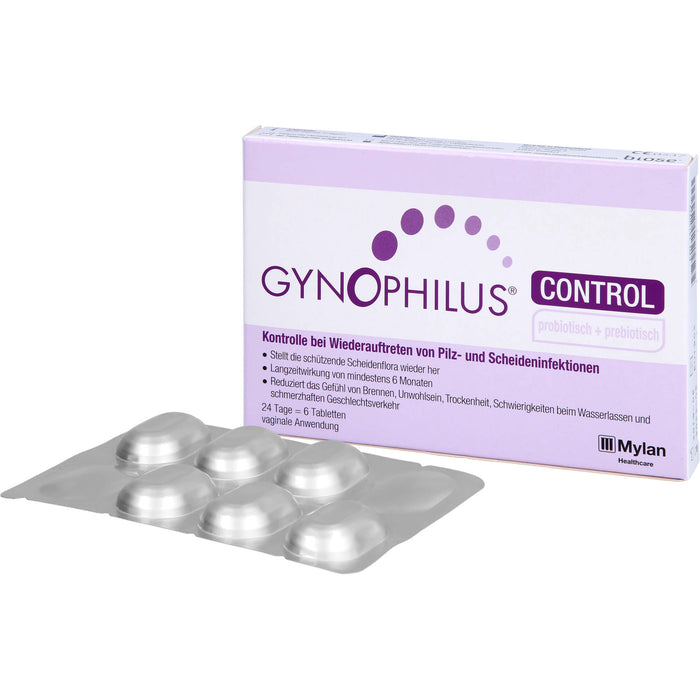 Gynophilus control Tabletten Kontrolle bei Wiederauftreten von Pilz- und Scheideninfektionen, 6 pc Tablettes