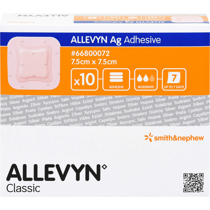 Allevyn Ag Adhesive 7,5x7,5 cm Wundverband, 10 St VER