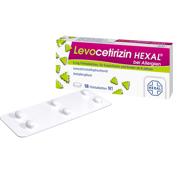 Levocetirizin HEXAL Tabletten bei Allergien, 18 pc Tablettes