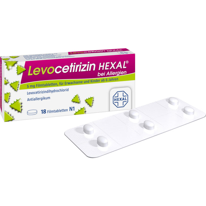 Levocetirizin HEXAL Tabletten bei Allergien, 18 pc Tablettes