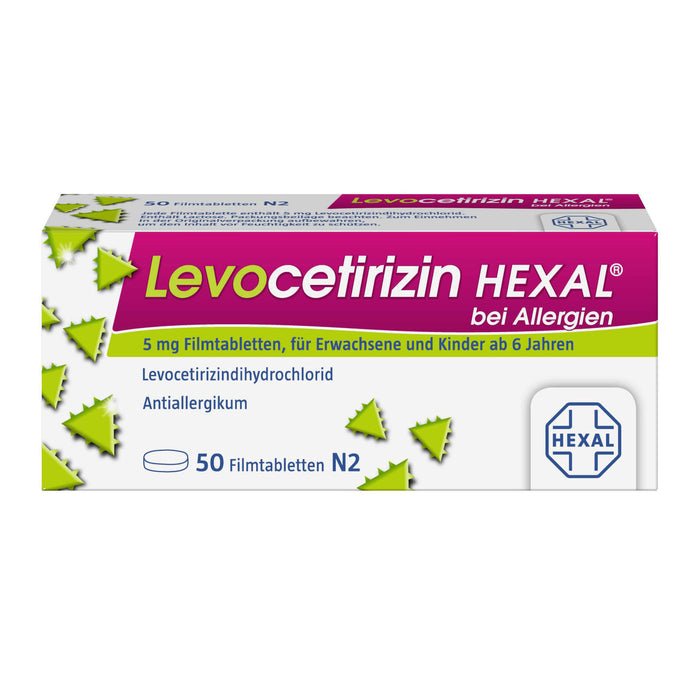 Levocetirizin HEXAL 5 mg Filmtabletten bei Allergien, 50 pcs. Tablets