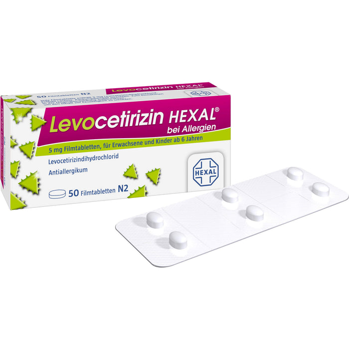 Levocetirizin HEXAL 5 mg Filmtabletten bei Allergien, 50 pc Tablettes