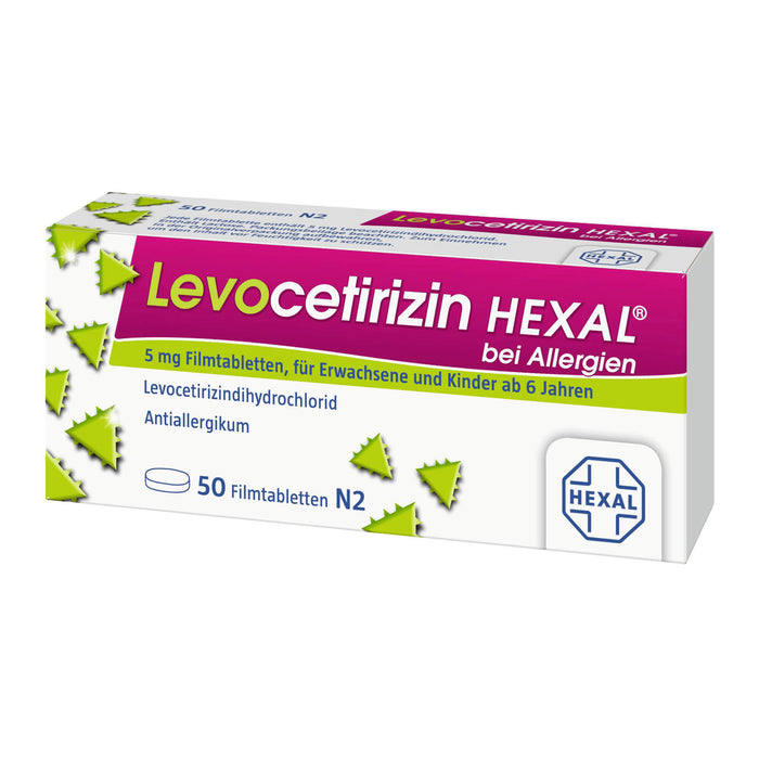 Levocetirizin HEXAL 5 mg Filmtabletten bei Allergien, 50 pc Tablettes