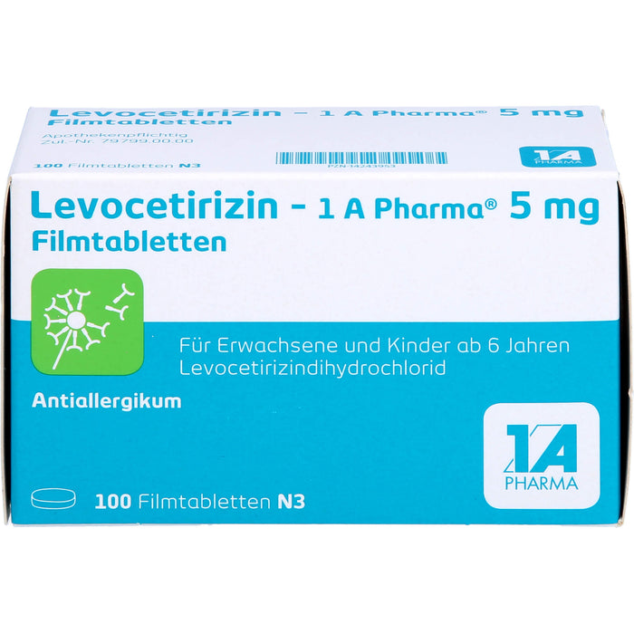 1 A Pharma Levocetirizin 5 mg Filmtabletten bei Allergien, 100 St. Tabletten