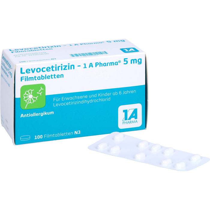 1 A Pharma Levocetirizin 5 mg Filmtabletten bei Allergien, 100 pc Tablettes