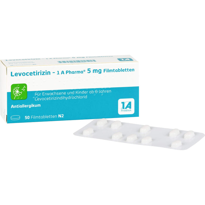 1 A Pharma Levocetirizin 5 mg Filmtabletten bei Allergien, 50 St. Tabletten