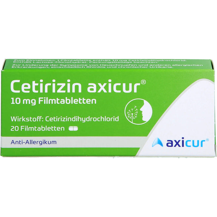 Axicur Cetirizin 10 mg Filmtabletten bei Allergien, 20 pcs. Tablets