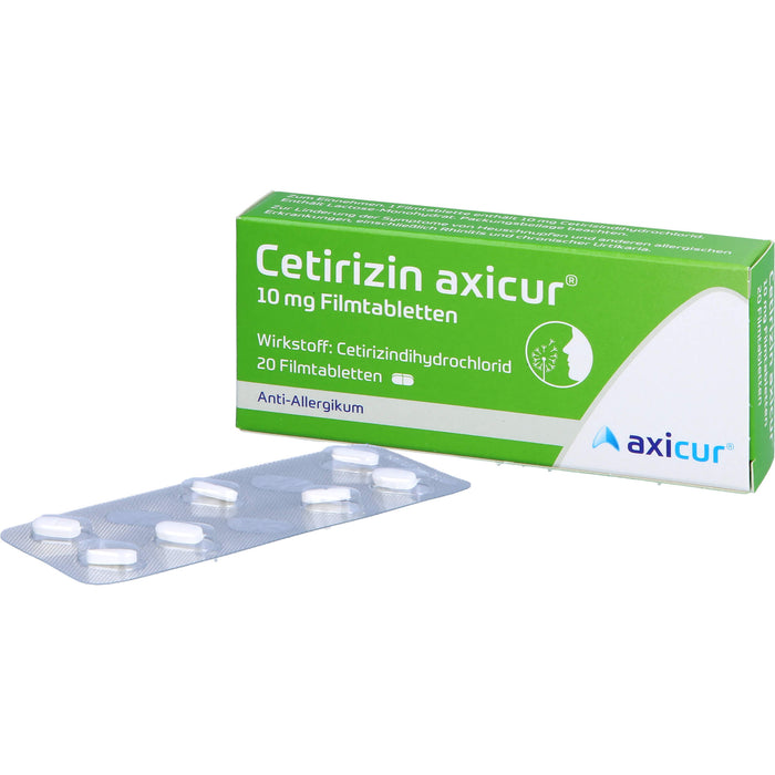 Axicur Cetirizin 10 mg Filmtabletten bei Allergien, 20 St. Tabletten