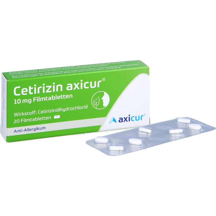 Axicur Cetirizin 10 mg Filmtabletten bei Allergien, 20 pc Tablettes