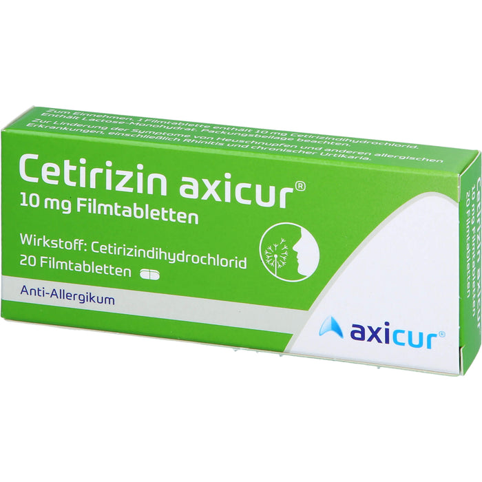 Axicur Cetirizin 10 mg Filmtabletten bei Allergien, 20 St. Tabletten