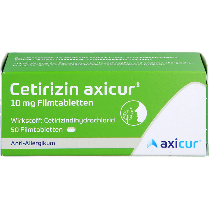 Cetirizin axicur 10 mg Filmtabletten Anti-Allergikum, 50 St. Tabletten