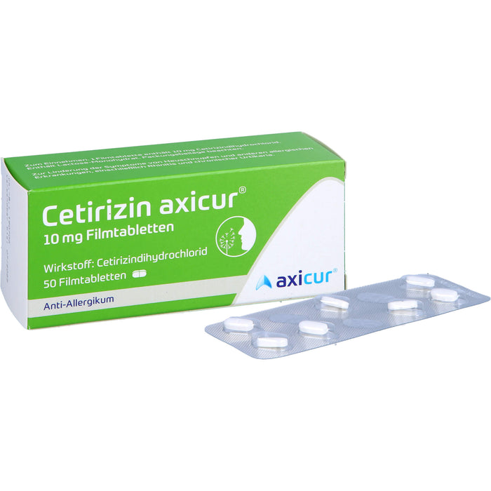 Cetirizin axicur 10 mg Filmtabletten Anti-Allergikum, 50 pcs. Tablets