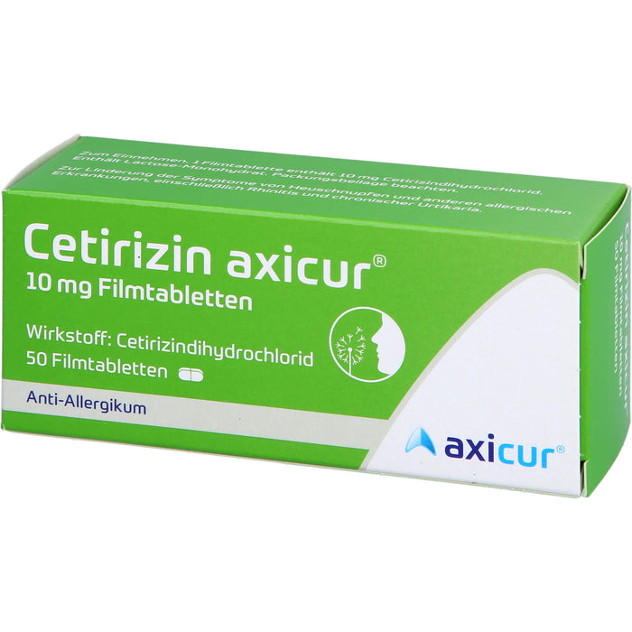 Cetirizin axicur 10 mg Filmtabletten Anti-Allergikum, 50 pcs. Tablets