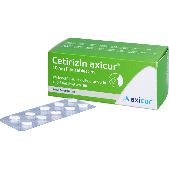 Cetirizin axicur 10 mg Filmtabletten Anti-Allergikum, 100 pcs. Tablets