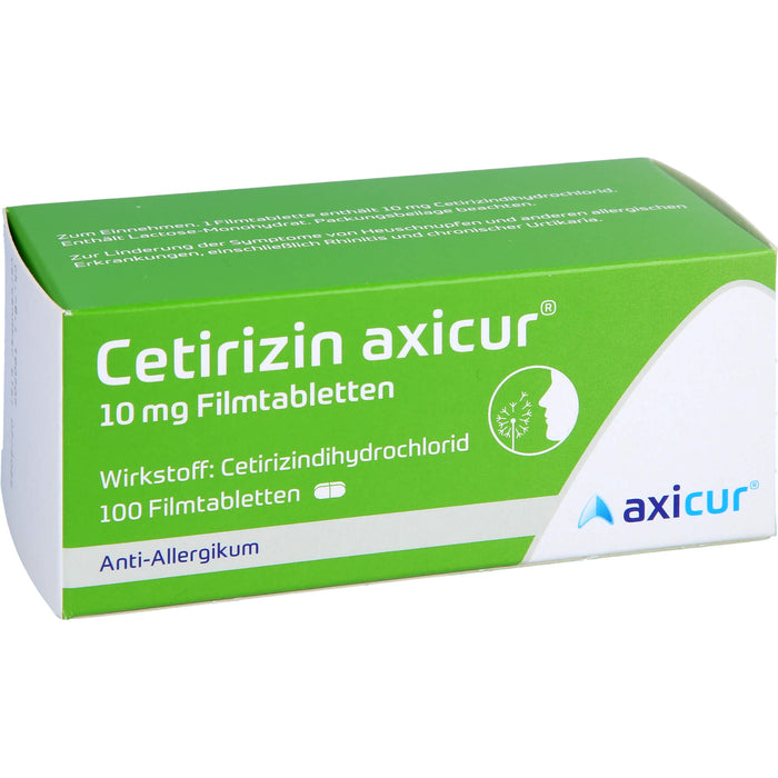 Cetirizin axicur 10 mg Filmtabletten Anti-Allergikum, 100 pc Tablettes