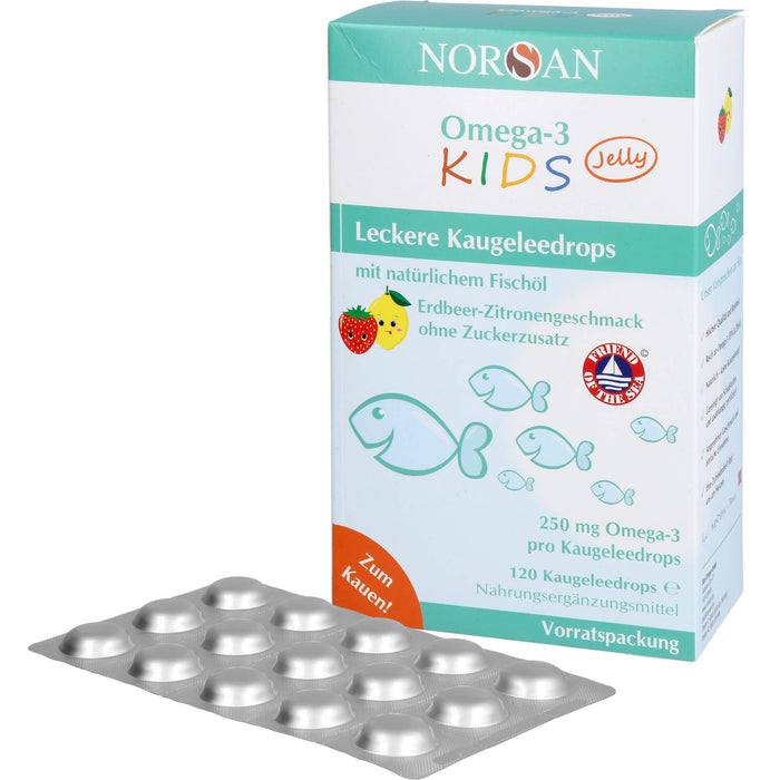 NORSAN Omega-3 Kids Jelly leckere Kaugeleedrops, 120 pc Bonbons de gomme