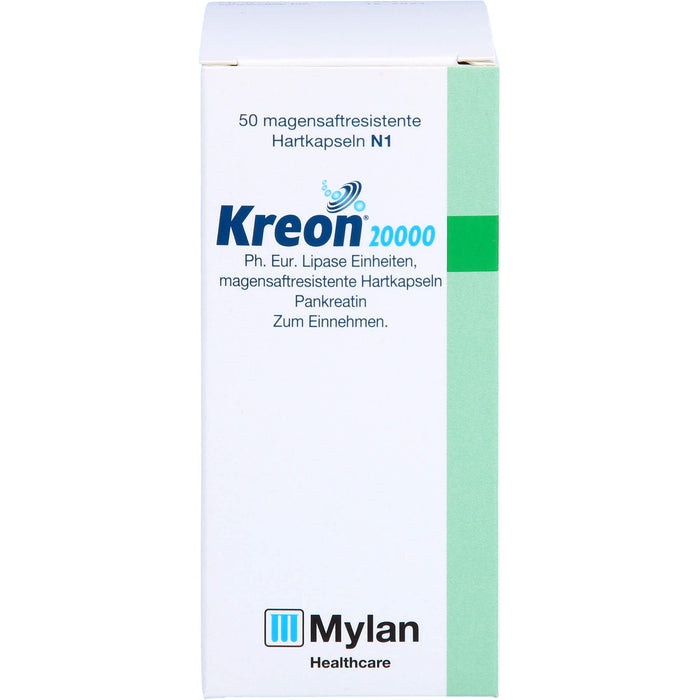 Kreon 20 000 Ph.Eur. Lipase Einheiten Hartkapseln bei einer exokrinen Pankreasinsuffiziens, 50 pc Capsules