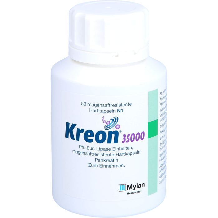 Kreon 35 000 Ph.Eur. Lipase Einheiten Hartkapseln bei exokriner Pankreasinsuffizienz, 50 pcs. Capsules