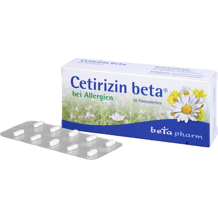 Beta Cetirizin 10 mg Filmtabletten bei Allergien, 30 pcs. Tablets