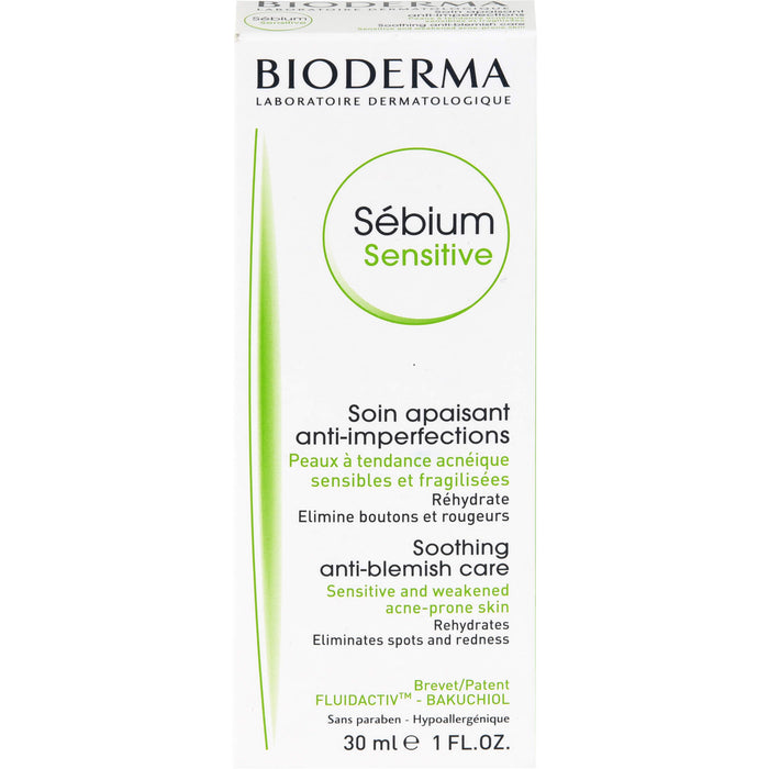 BIODERMA Sébium Sensitive beruhigende, feuchtigkeitsspendende Anti-Unreinheiten-Creme, 30 ml Creme