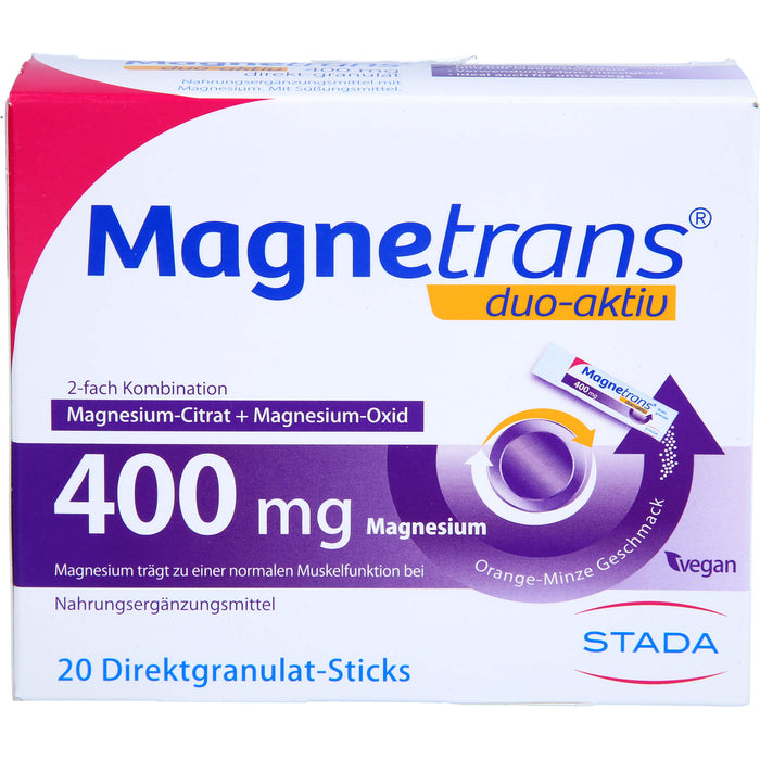 Magnetrans duo-aktiv 400 mg Magnesium Direktgranulat-Sticks, 20 pc Sachets