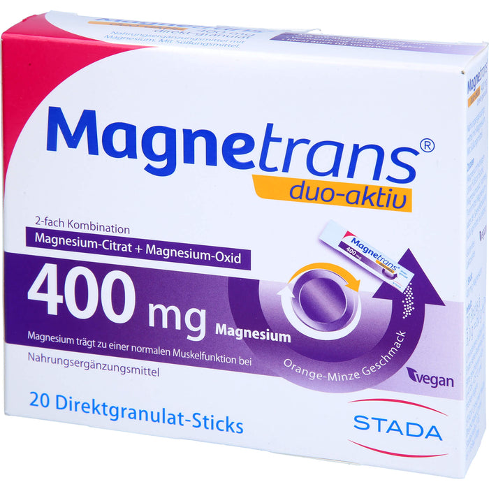 Magnetrans duo-aktiv 400 mg Magnesium Direktgranulat-Sticks, 20 pc Sachets