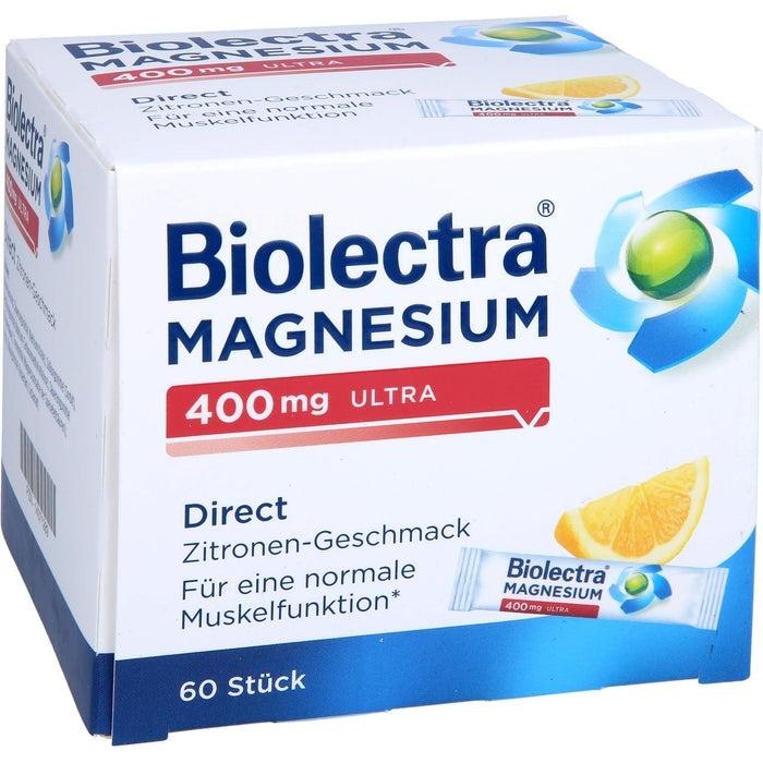 Biolectra Magnesium 400 mg ultra Direktgranulat Zitrone für eine normale Muskelfunktion, 60 pc Sachets