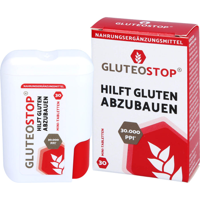 GluteoStop Minitabletten zur Unterstützung des Abbaus von Gluten in einer glutenarmen Ernährung, 30 pcs. Tablets