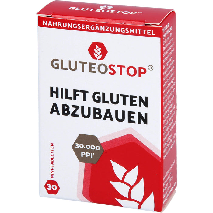 GluteoStop Minitabletten zur Unterstützung des Abbaus von Gluten in einer glutenarmen Ernährung, 30 pcs. Tablets