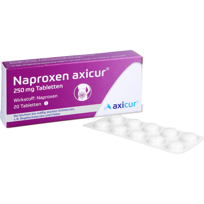 Naproxen axicur 250 mg Tabletten bei Schmerzen oder Fíeber Reimport axicorp, 20 pc Tablettes