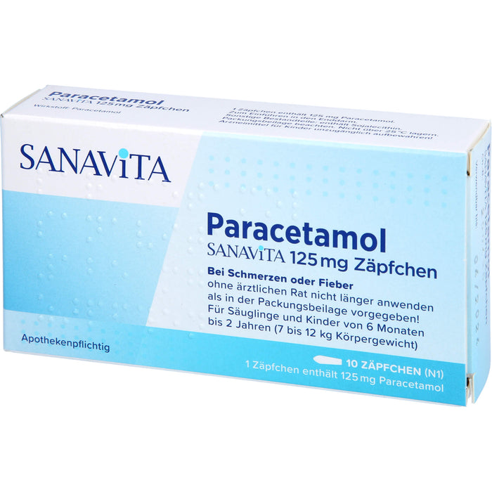 SANAVITA Paracetamol 125 mg Zäpfchen bei Fieber und Schmerzen, 10 pc Suppositoires