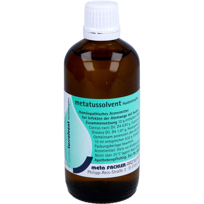 Metatussolvent Hustentropfen bei Infekten der oberen Atemwege mit Husten, 100 ml Solution