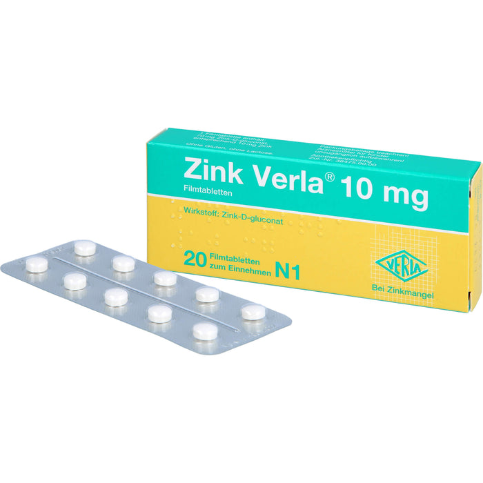 Zink Verla 10 mg Filmtabletten, 20 pcs. Tablets