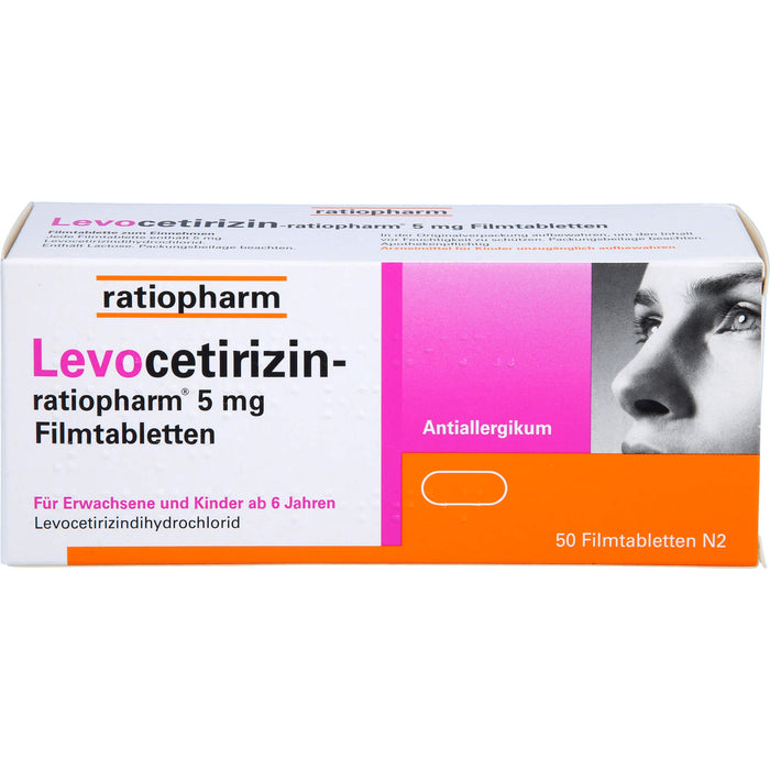 Levocetirizin-ratiopharm 5 mg Filmtabletten Antiallergikum, 50 St. Tabletten