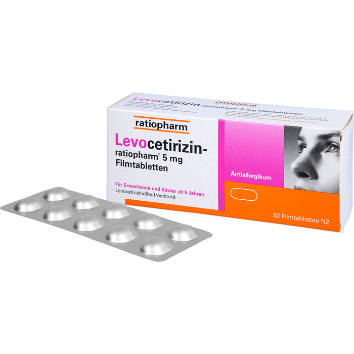 Levocetirizin-ratiopharm 5 mg Filmtabletten Antiallergikum, 50 pcs. Tablets