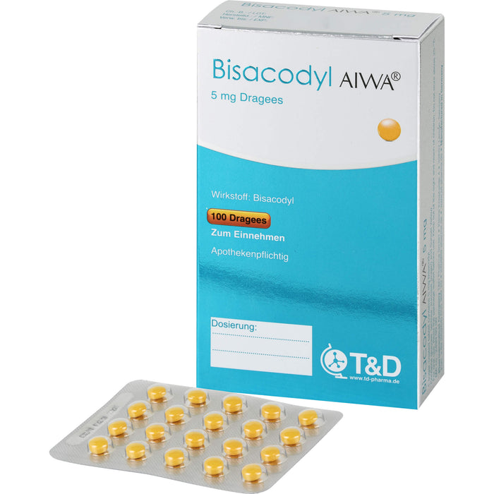 Bisacodyl AIWA 5 mg Dragees bei Verstopfungen, 100 pcs. Dragées