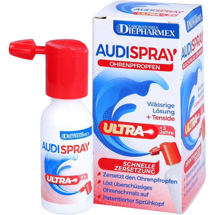 AUDISPRAY ULTRA schnelle Auflösung eines Ohrenschmalzpfropfens, 20 ml Solution