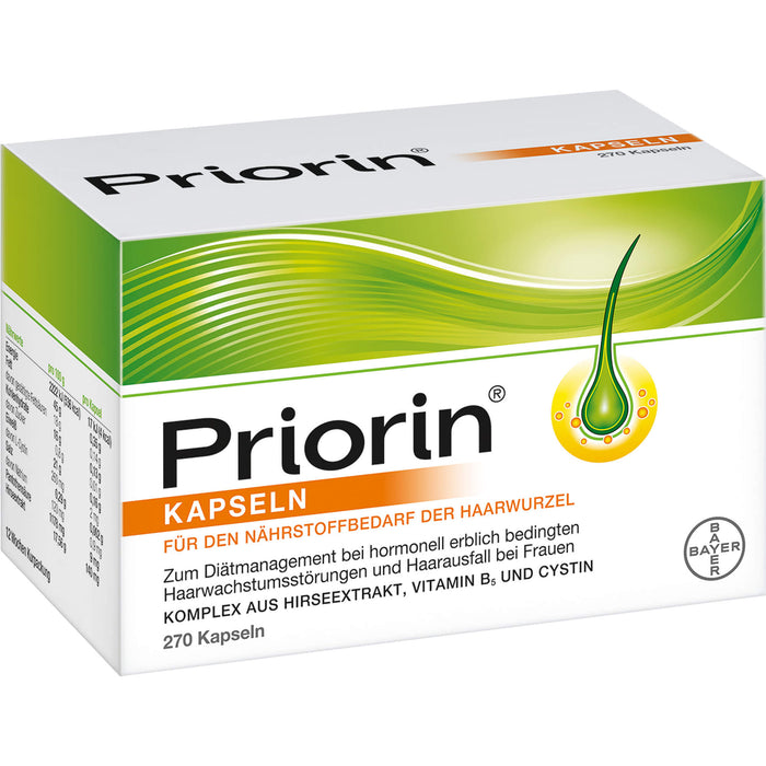 Priorin Kapseln bei hormonell erblich bedingten Haarwachstumsstörungen und Haarausfall bei Frauen, 270 pcs. Capsules