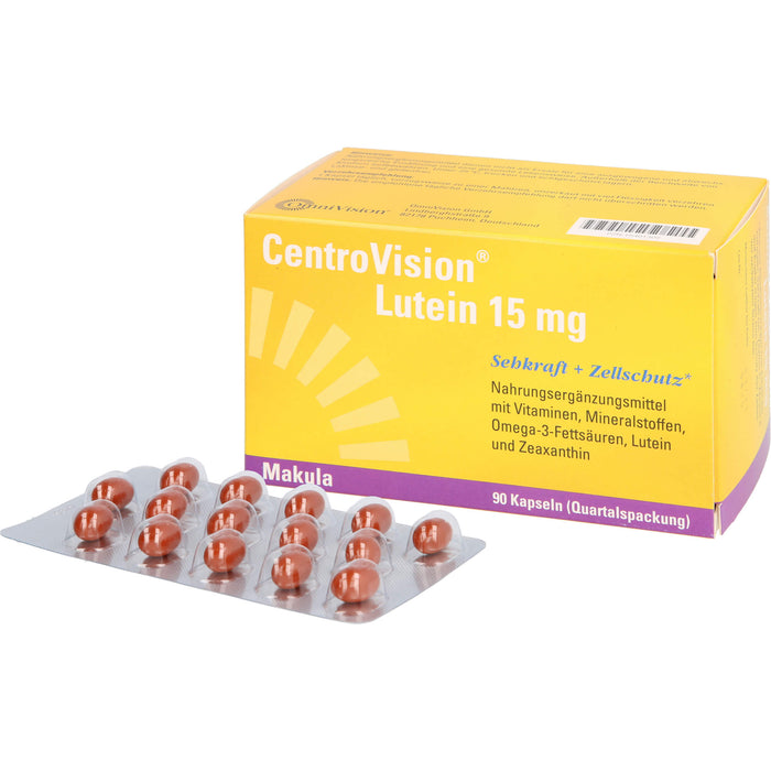 CentroVision Lutein 15 mg Kapseln Sehkraft + Zellschutz, 90 pc Capsules