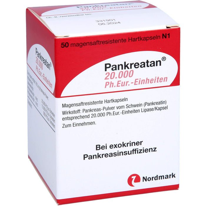 Pankreatan 20.000 Ph.Eur.-Einheiten, Magensaftresistente Hartkapseln, 50 St HKM