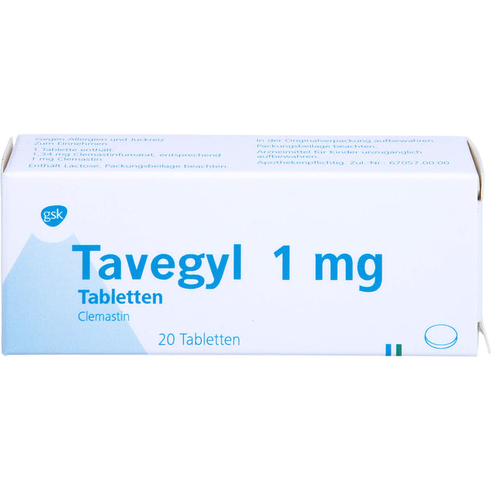 Tavegyl 1 mg Eurim Tabletten bei Allergien, 20 pcs. Tablets