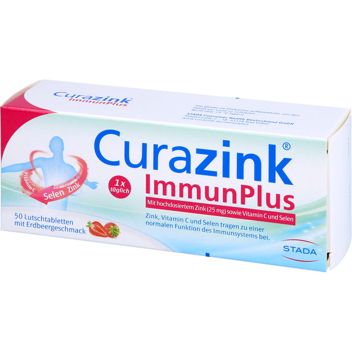 Curazink ImmunPlus Lutschtabletten mit Erdbeergeschmack, 50 pc Tablettes